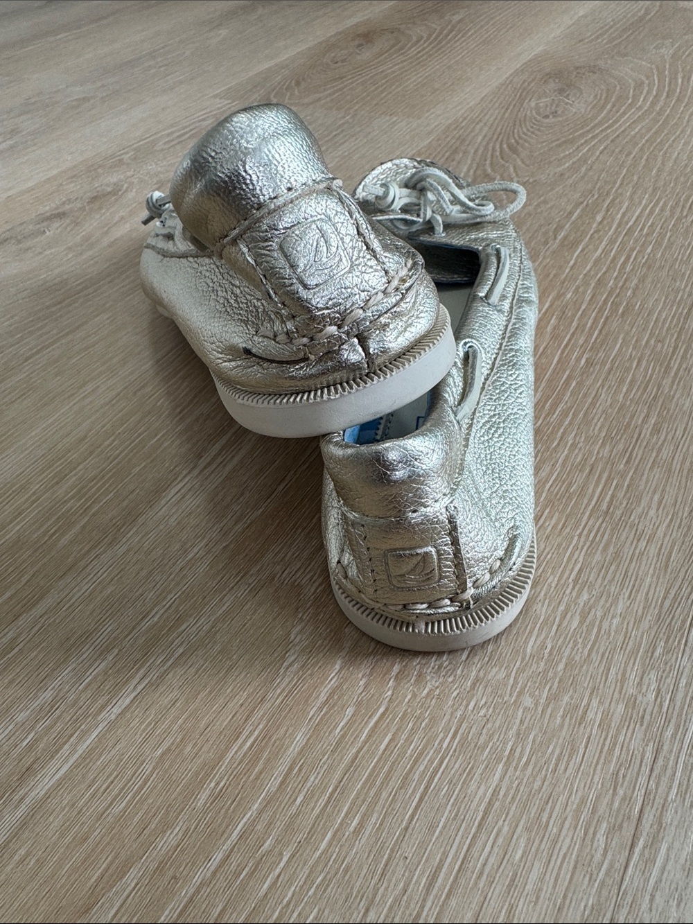 Sperry Metallic Gold Leather Moccasin Flats - Picture 3 of 5